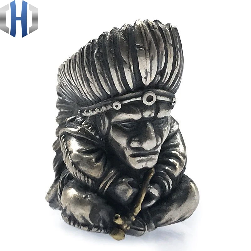 Brass Indian Knife Pendant Copper Indian Chief Knife Paracord Beads Parachute Drop Pendant EDC Pendant Bracelet Accessories