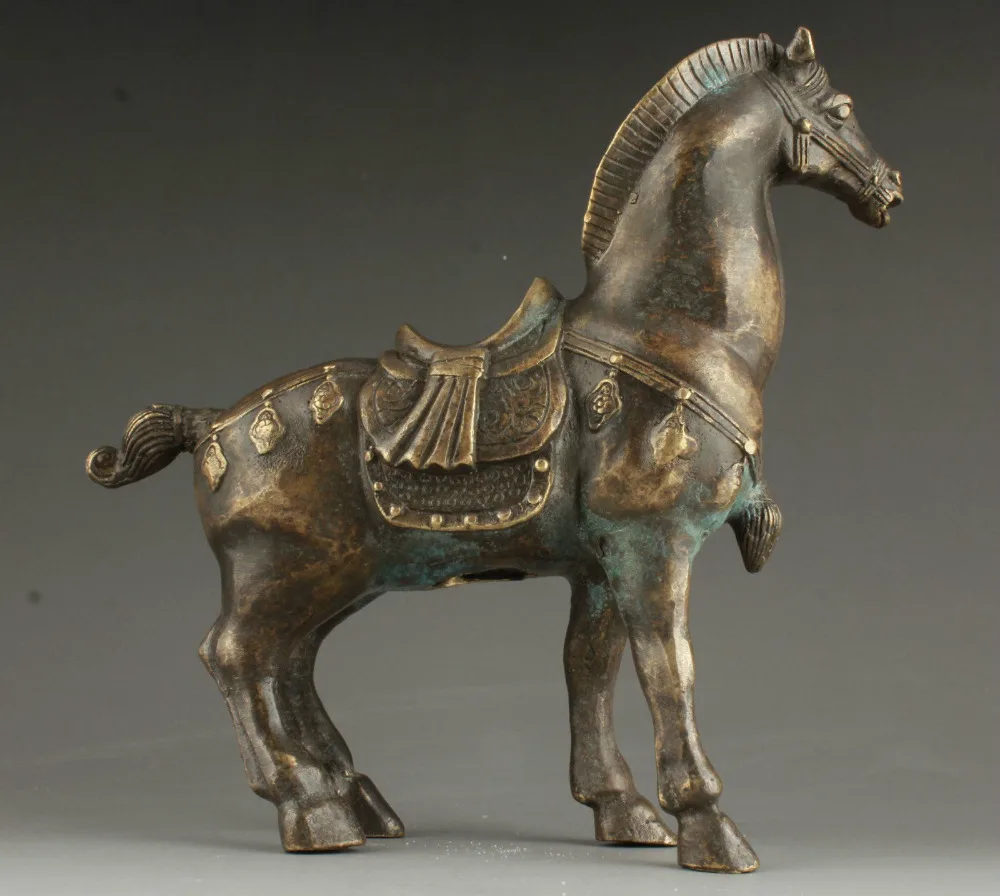 Superb China Collectable Handmade Carving BRASS Statue Realistic War Horse Healing Medicine Decoration 100% Brass BRASS