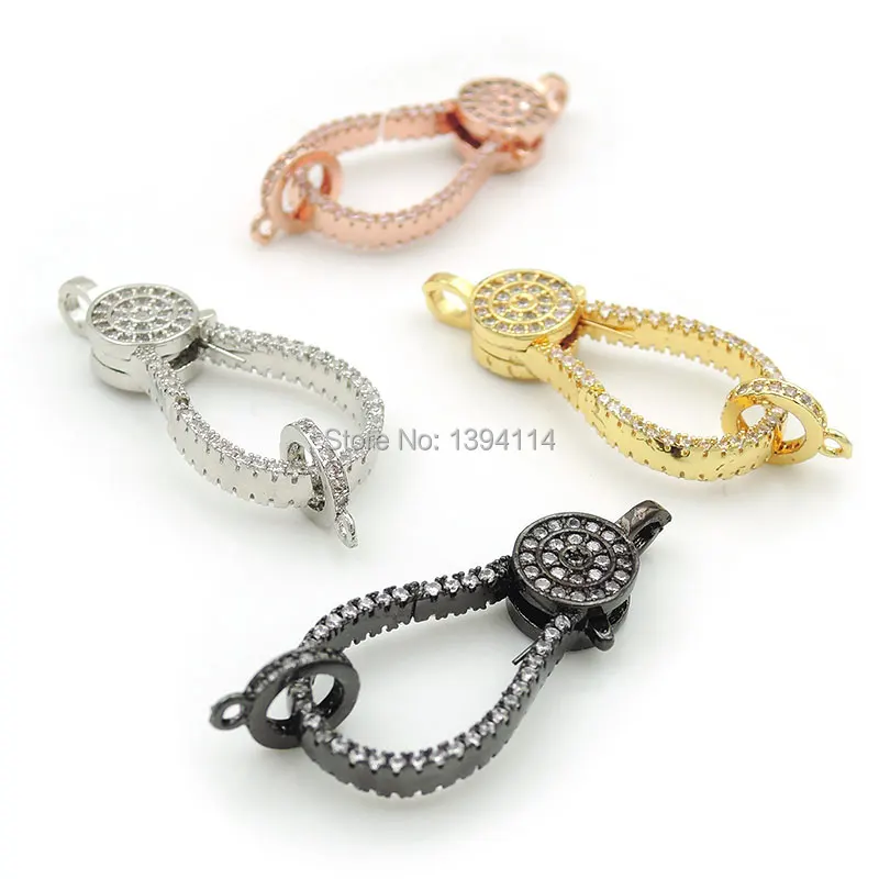 30*14*4mm Micro Pave Clear CZ Lobster Clasp Accessory Fit For Making DIY Bracelets Or Necklaces Jewelry