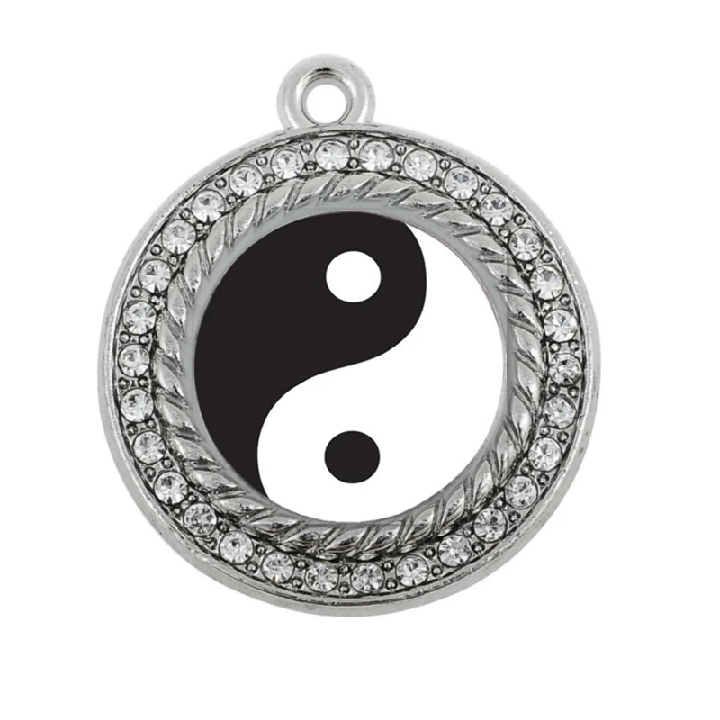 YIN- YANG CIRCLE CHARM antique silver plated jewelry