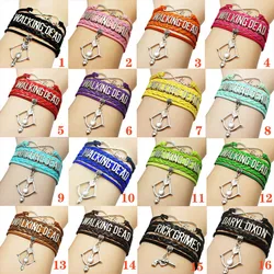 10PC/lot Infinity Love Rick Grimes Bracelets Walking Dead Bangle Bracelet Jewelry Gun arrow Charm Handmade Friends Gifts Jewelry