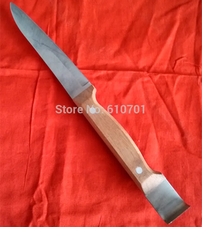 Ferramenta de apicultura multifuncional com ganchos 29.5cm, em formato de l, espessador, raspador de aço inoxidável, cabo de madeira, ferramenta de apicultura