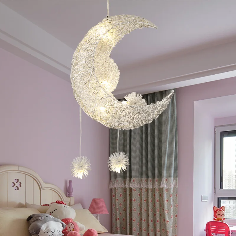 

Star Moon Children's Room Lighting Creative personality Chandelier Restaurant Bedroom Warm Lighting Ribbon Box