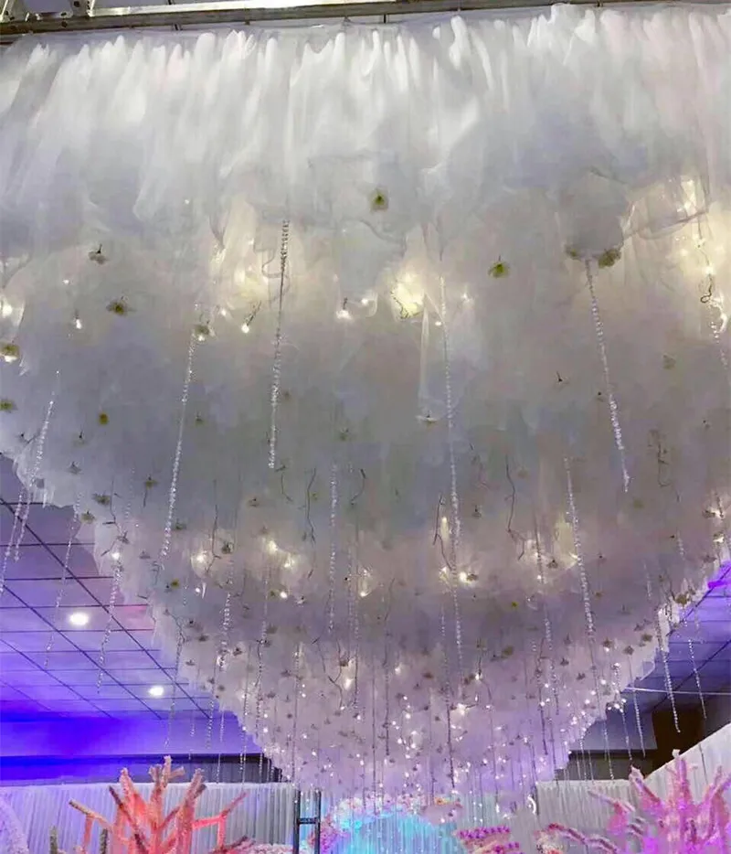 New Arrival White Cloud Top Snow Yarn Wedding Ceiling Decoration Sheer For Party Event Centerpieces Decor Supplies