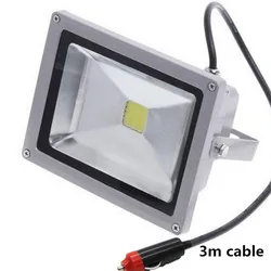 DC 12V LED Flood lamp 20W IP65 LED Flood Light Cigarette lighter plug car maintenance lights 3m cable