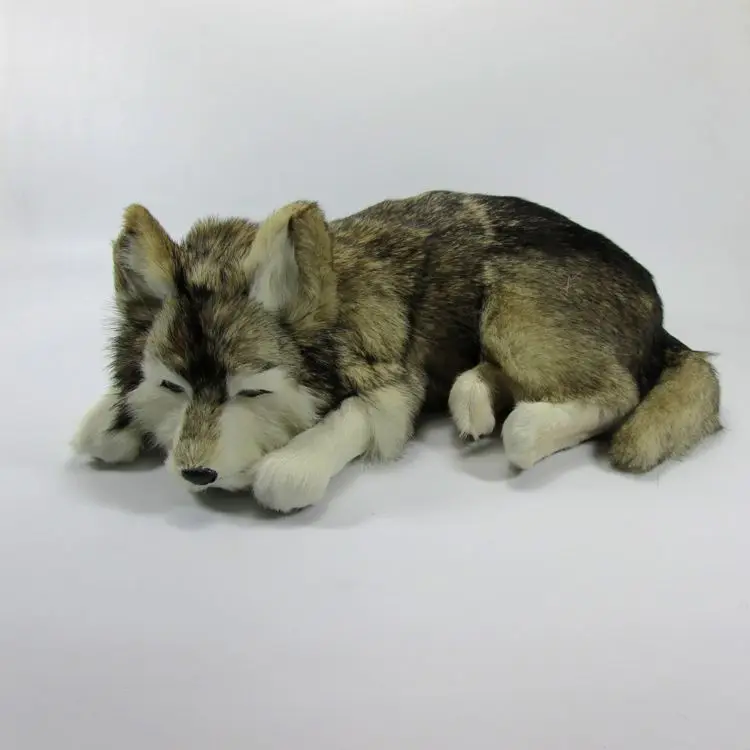 

new simulation gray husky dog plastic&fur sleeping dog model gift about 36x25x14cm a67