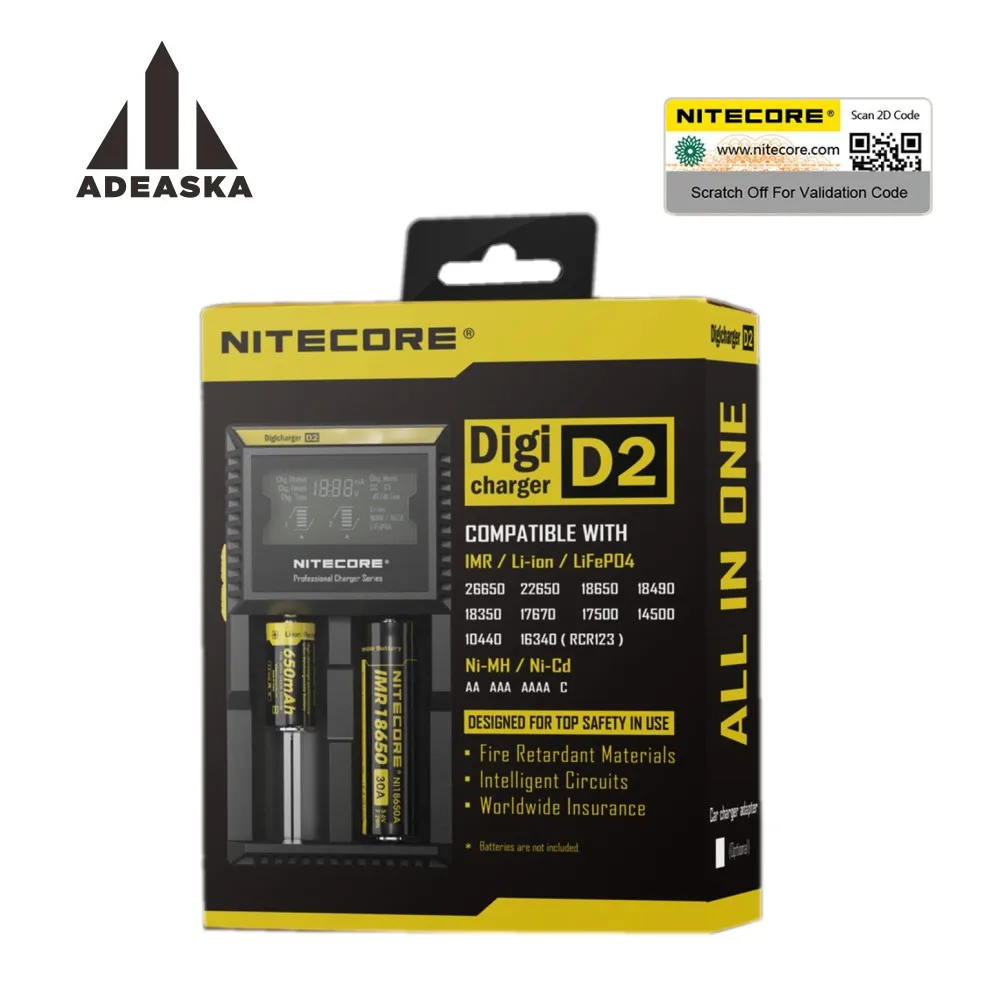 NITECORE D4 D2 I4 I2 Digicharger LCD Intelligente Circuits Global Verzekering ion 18650 14500 16340 26650 charger