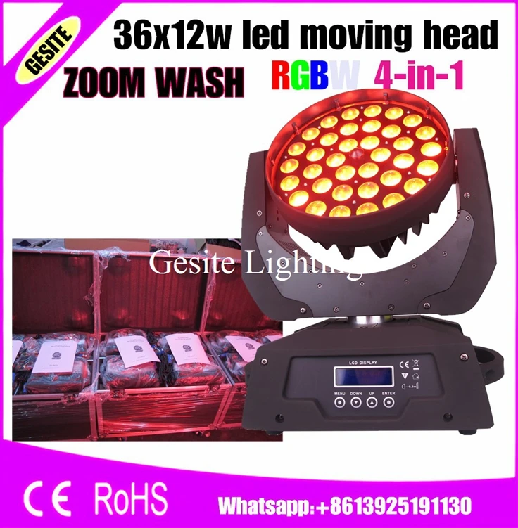 

36x12W 4IN1 Zoom Led Moving Head Light RGBW Color DMX 512 KTV Led Moving Head wash beam effect AC110V-240V dj ktv club