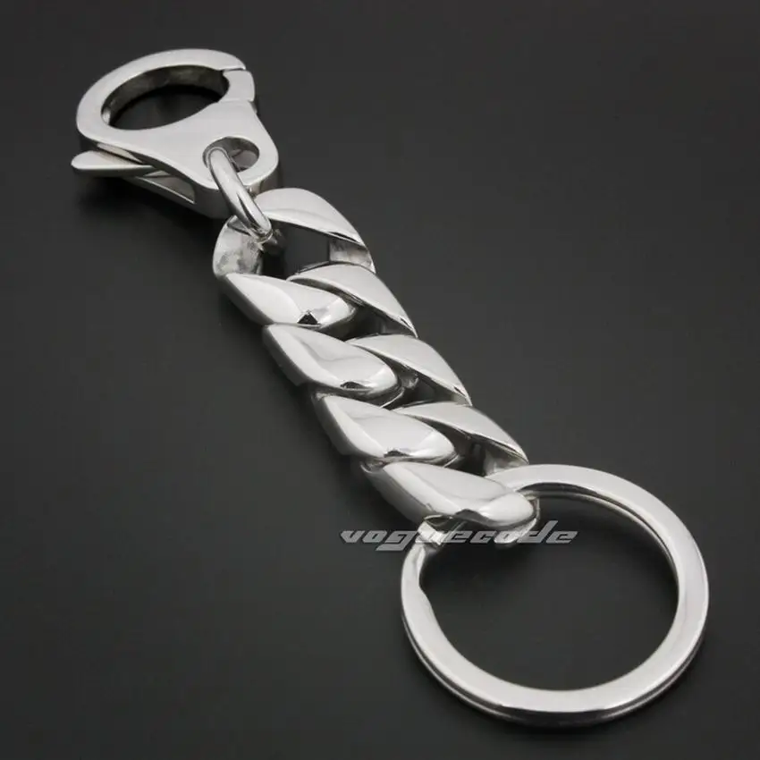 Solid 316L Stainless Stee Mens Biker Rocker Punk KeyRing Keychain 5L019KC