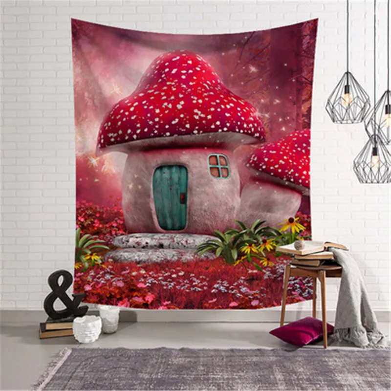 

SBB sweet girl fancy Northern Europe bedroom decorate cartoon lovely Mushroom Tapestry Bedding series Tapestry Wall painting 3d