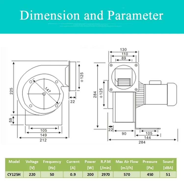 CY125H High temperature resistant fan industrial centrifugal fans sirocco blower fan sotve fireplace boiler fan extractor 220V