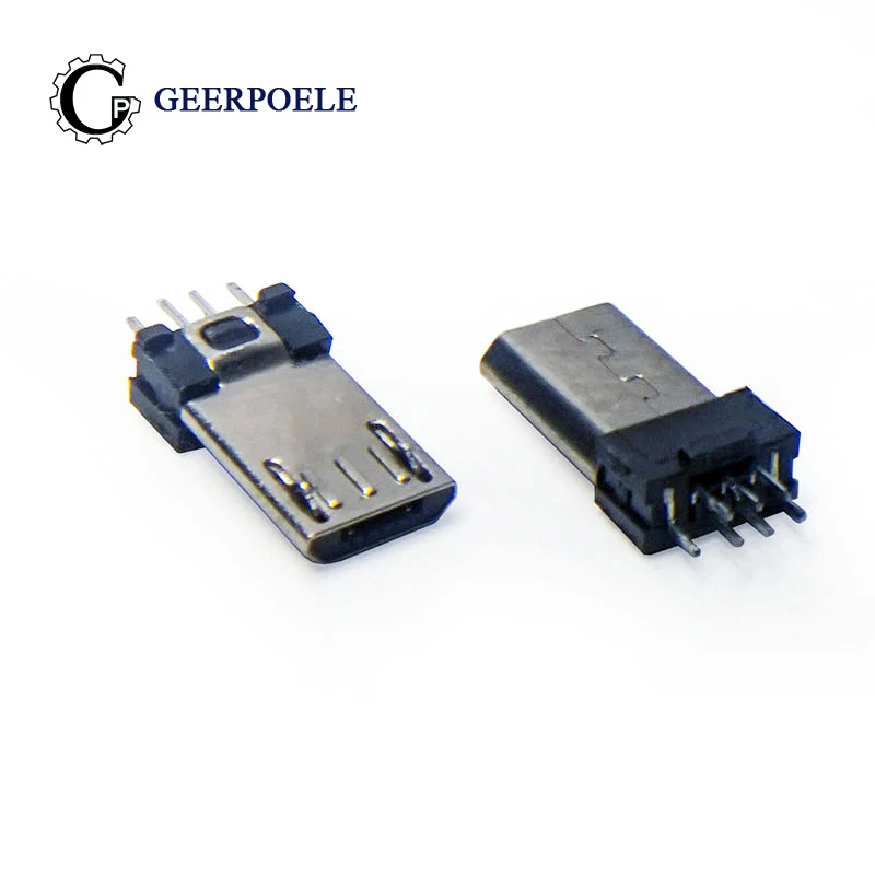 Conectores micro usb macho 5v 1,5a, terminais elétricos conector micro usb de 5 pinos conectores tipo cauda