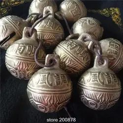 5PCS 45MM Big Brass Bells Chinese Tiger Head Bells Dog Bells FENG TIAO YU SHUN NBB379