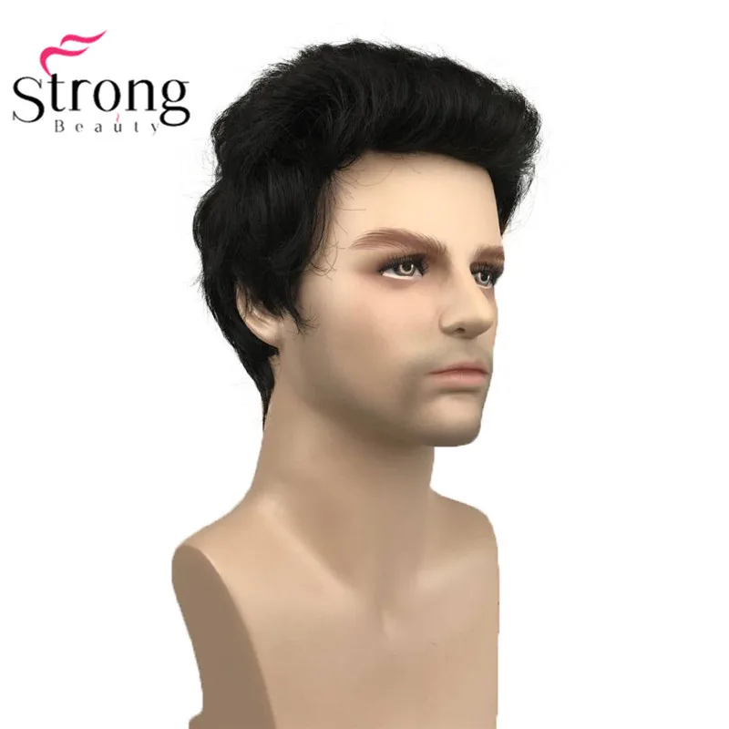 StrongBeauty Black Short Men\'s Wigs Synthetic Full Wig for Men