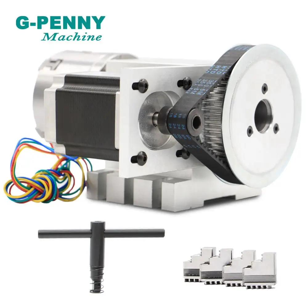 Sprzedaż! 80mm 4 szczęki CNC 4th osi podzielnica CNC/obrót 6:1 osi/zestaw osiowy dla Mini CNC router/grawer grawerowanie drewna