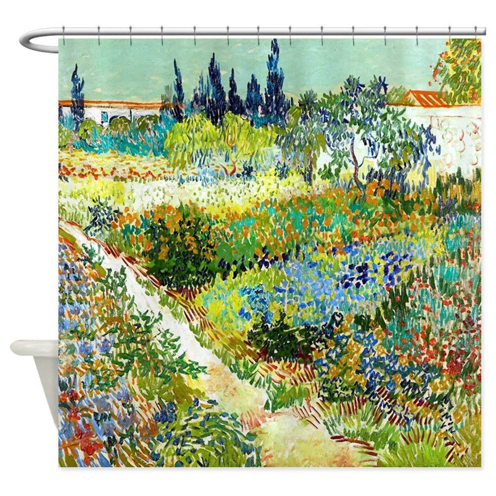 Ontwerp Van Gogh Bloem Tuin Poppy Decoratieve Stof Douchegordijn