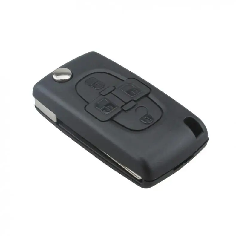 4 ปุ่ม ABS รถพับเปลี่ยนคีย์ Fob SHELL กรณีที่มี Uncut Car Flip Key สำหรับ Peugeot 1007 Citroen c8