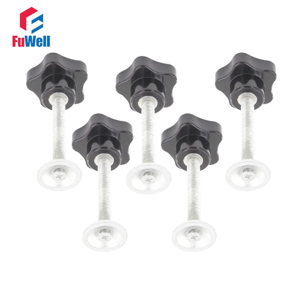 5pcs M8 Star Clamping Knob 30/40/50/60/70mm Thread Length Replacement Screw on Type Clamping Grips Knob Plum Hand Tighten Nut