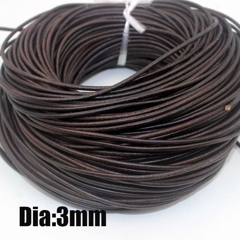 2 Meter hochwertiges Retro-Lederband aus echtem Leder, 1,5–10 mm, runder/flacher Strang, Rindsleder-Seil, passend für Halsketten, Armbänder, DIY-Schmuck