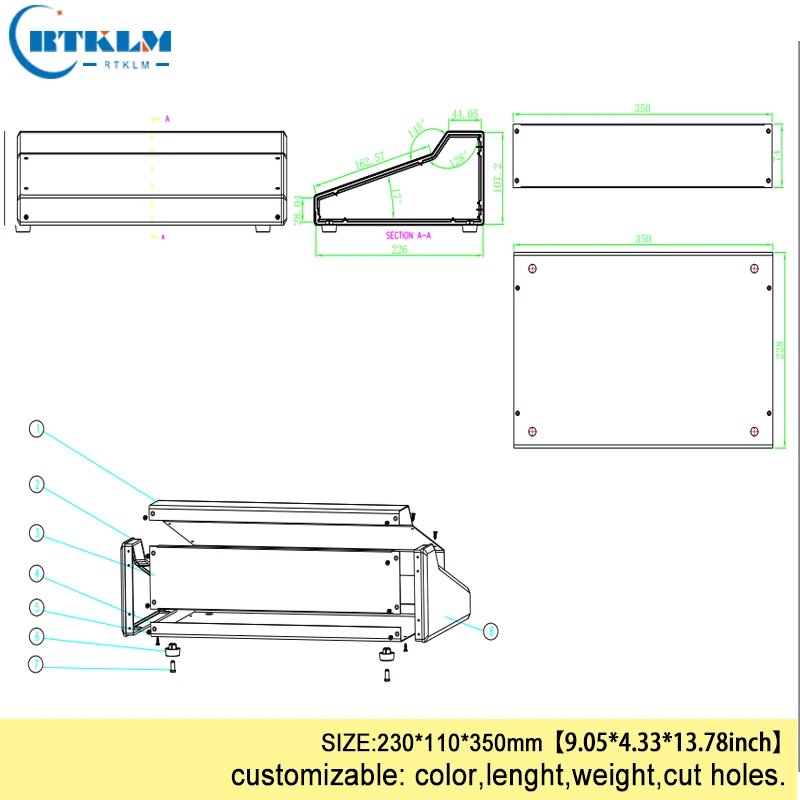 Iron electric box DIY iron enclosures for electronics junction box custom distribution box amplifier enclosure 230*110*350mm