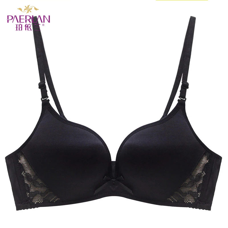 PERLAN Seamless Wire Free Push Up bra Bow gather breasted solid color one-piece lace lingerie Floral Women underwear Sexy