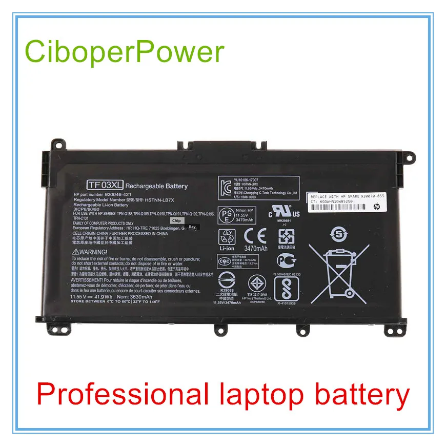 Original Laptop Battery  for TF03XL  920070-855  HSTNN-LB7X 41.9WH