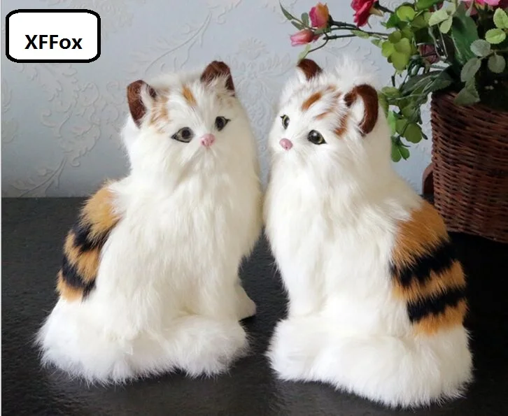 a pair of cute real life sitting cat models plastic&furs simulation cat dolls gift about 20x10x12cm xf1298