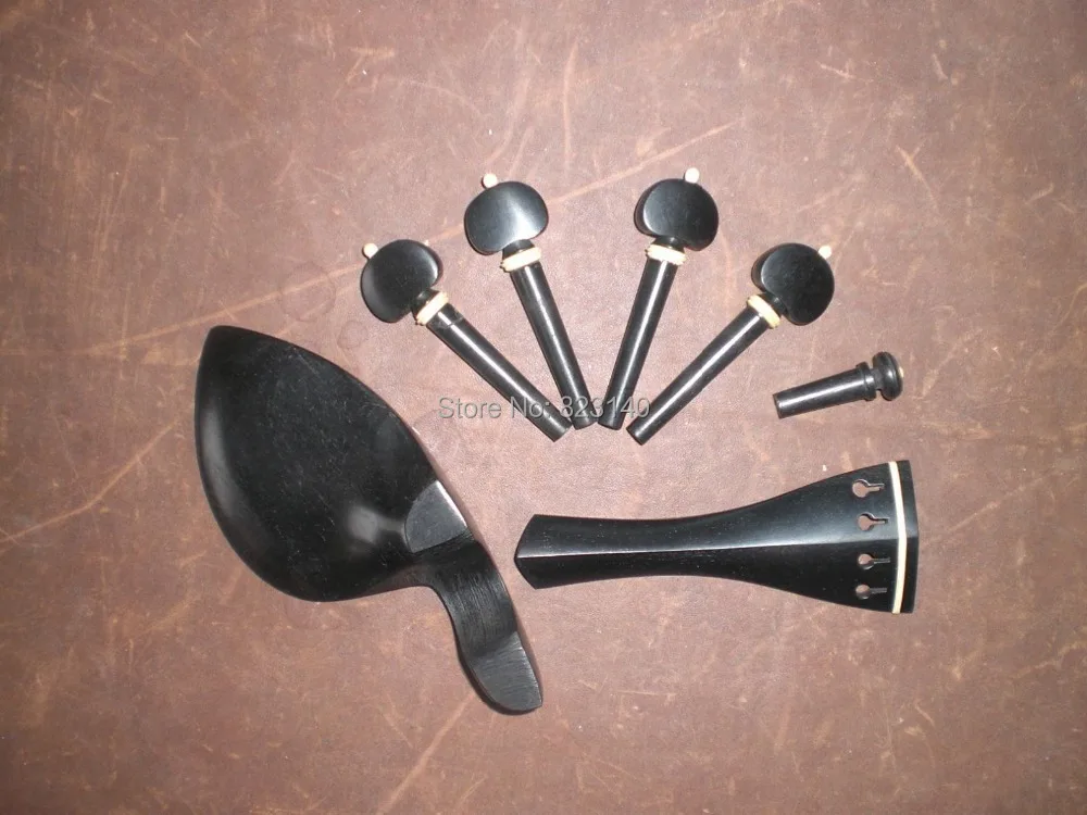 1 Set Best Quality Ebony Violin Fitting with Tail piece, Chin rest & pegs & end pin 4005# All 4/4