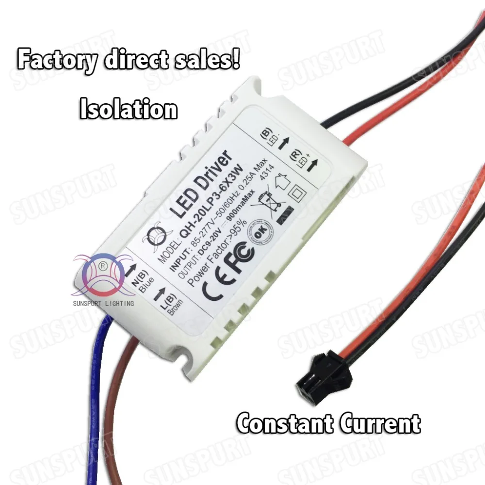 4 Pieces Isolation 20W AC85-277V LED Driver 3-6x3 900mA DC10-20V  LED Power Supply Constant Current  Ceiling Lamp Free Shipping