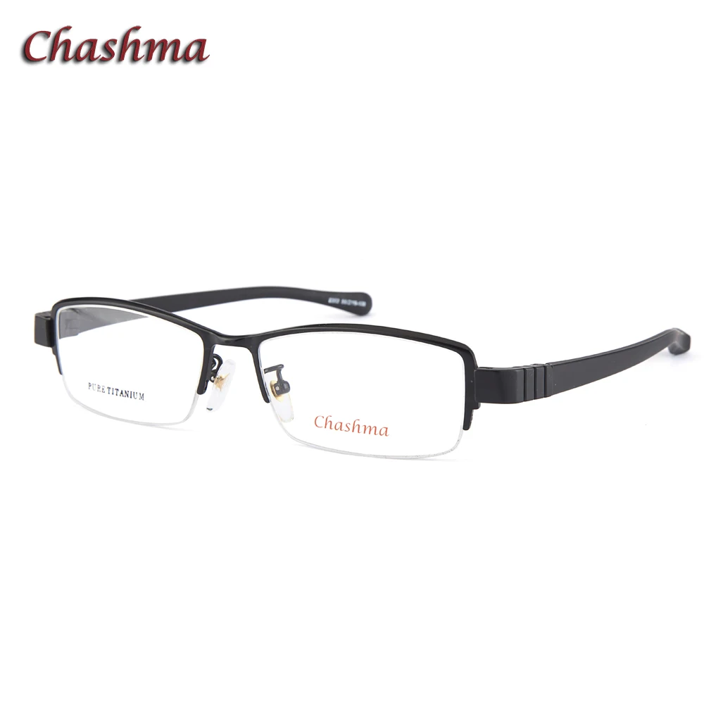 Chashma Men Titanium Prescription Eyeglasses Flexbie Rubber Arm Top Quality Eyeglasses Sports Eyewear Optical Glasses Male