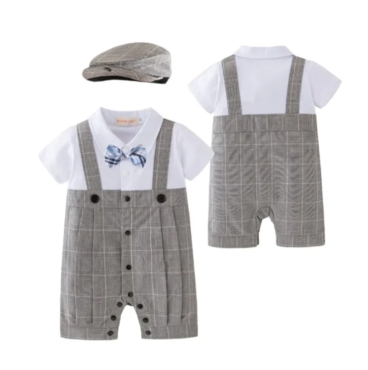 New Arrival Handsome Plaid Straps Baby Boy's Jumpsuits/Baby Romper 3181