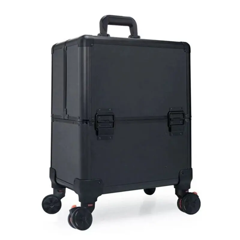 Aluminum frame PVC Cosmetic Case,Makeup tool Box with wheels,Rolling beauty Suitcase Bag,Large capacity Make-up Trolley Luggage