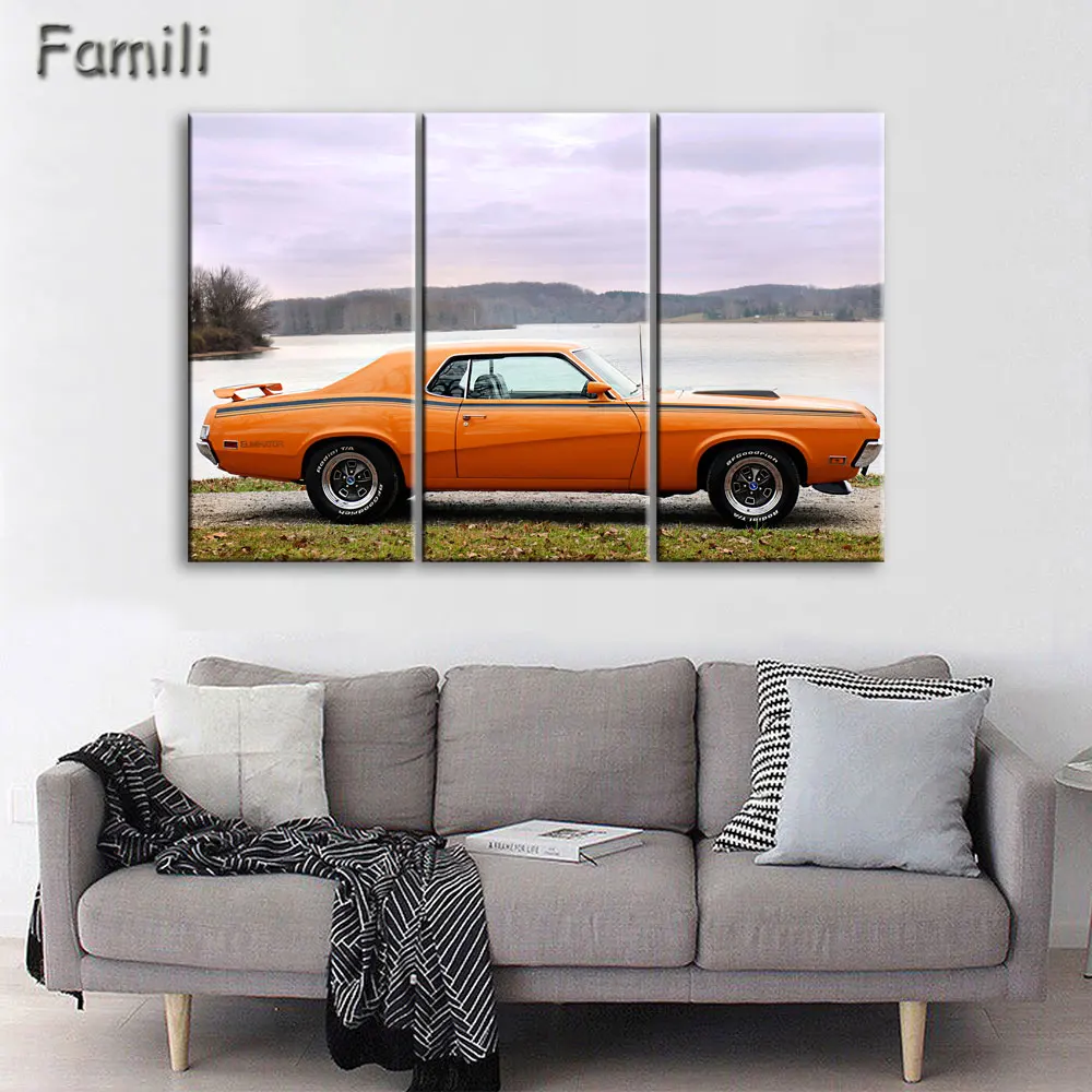 

3 Pcs/Set Retro Old Car Canvas Painting Classic Landscape Car Painting Printed On Canvas Wall Art Pictures,home decoration