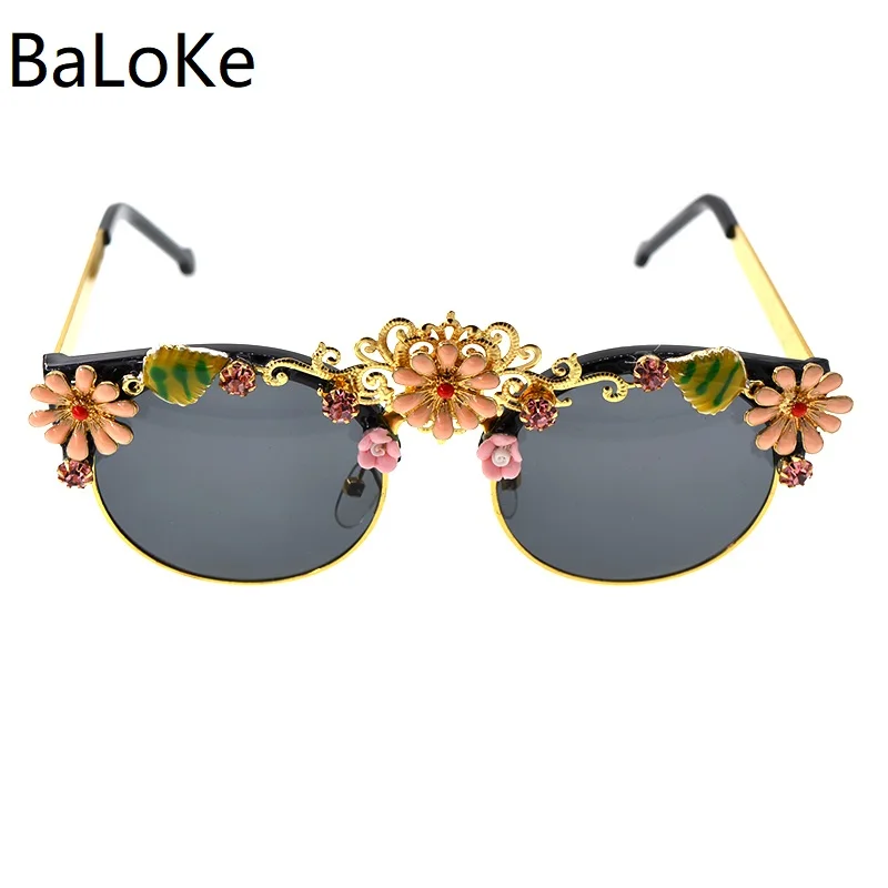 

Cool Style Flower Sunglasses Women Oval Fashion Sun Glasses Sweet Female Classical Summer Beach Roses Eyewear Oculos