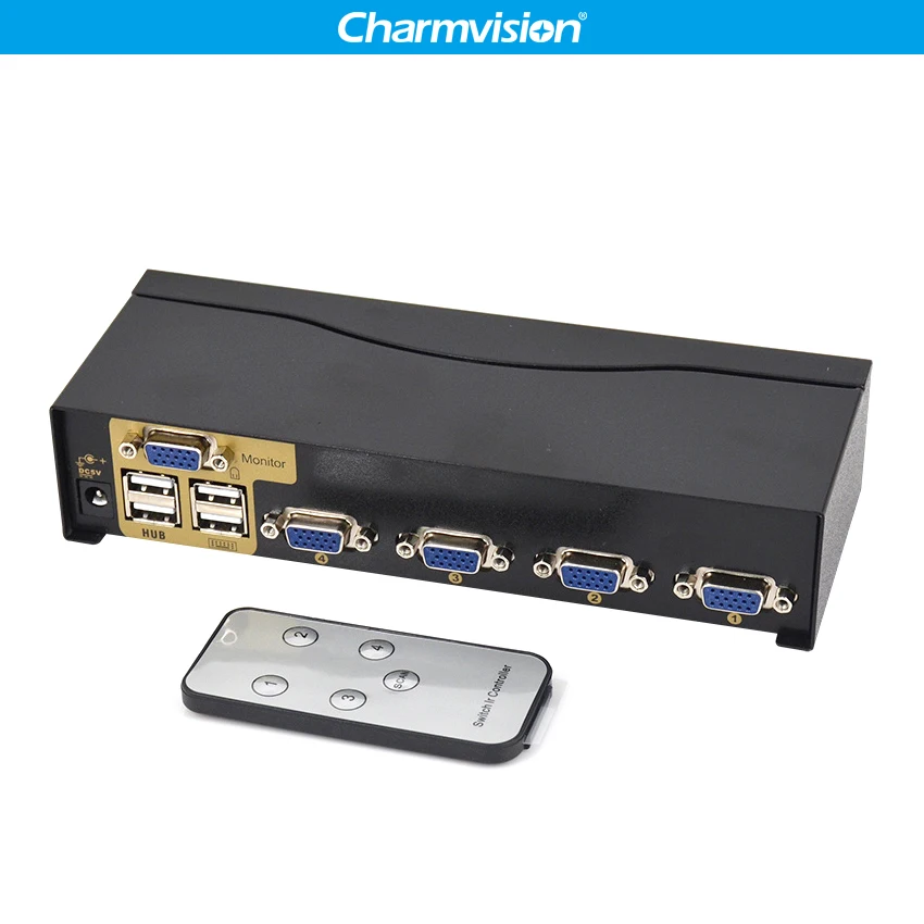 Charmvision UK401R 4 Ports PC hosts USB HUB KVM Switch Multi Computer USB2.0 HUB KVM Switcher with remote control Keyboard Mouse