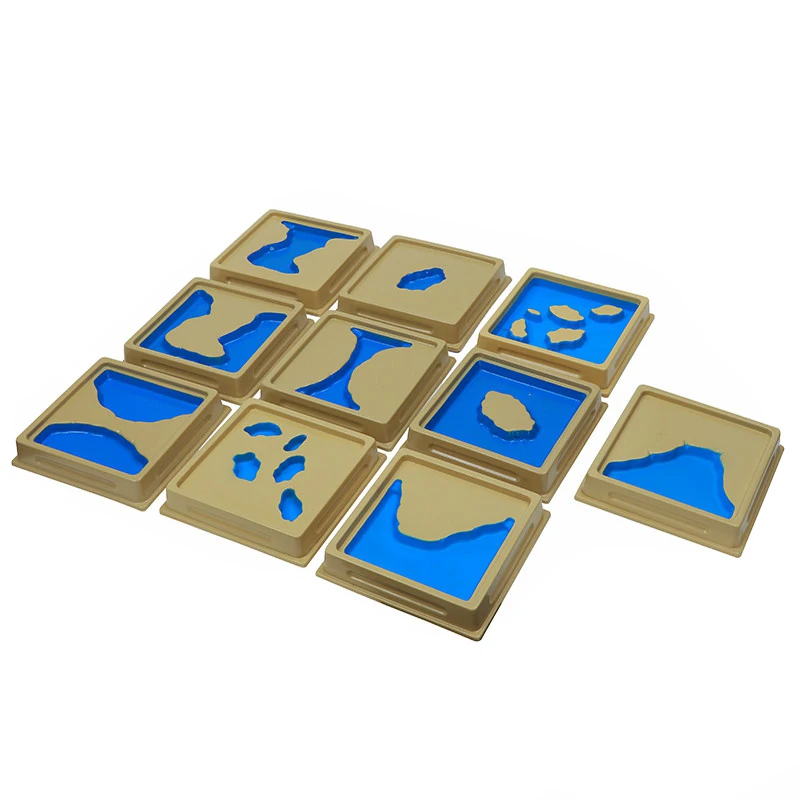 10Pcs Baby Toy Montessori Materials Geography Mould Land and Water Plastic Form Trays Set 1 Set 2 Early Childhood Education Kids