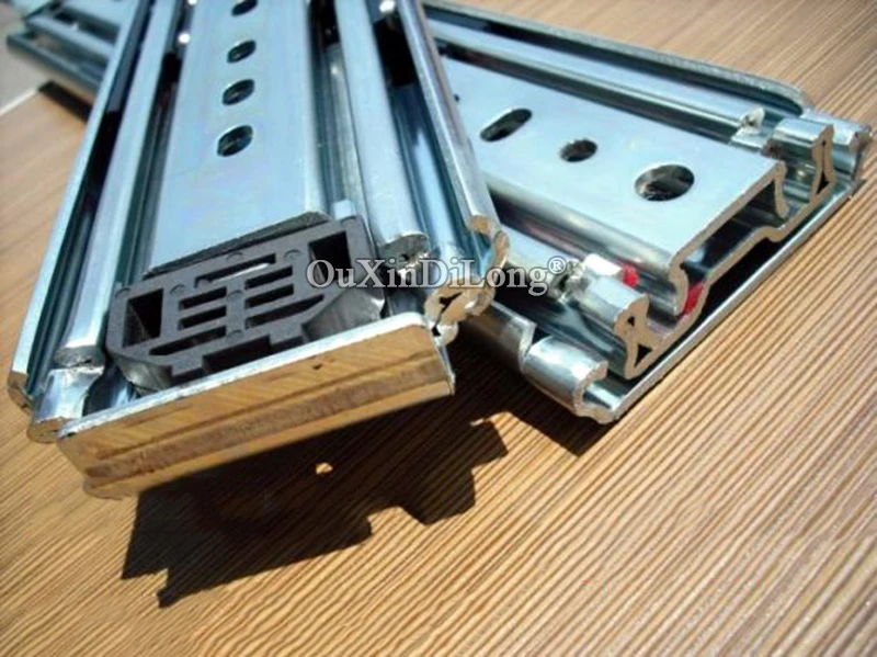 1Pair Heavy 3 Fold Telescopic Steel Ball Bearing Drawer Slides Industrial Machine Rails Slides 40Inch~56Inch Load-bearing 220KG