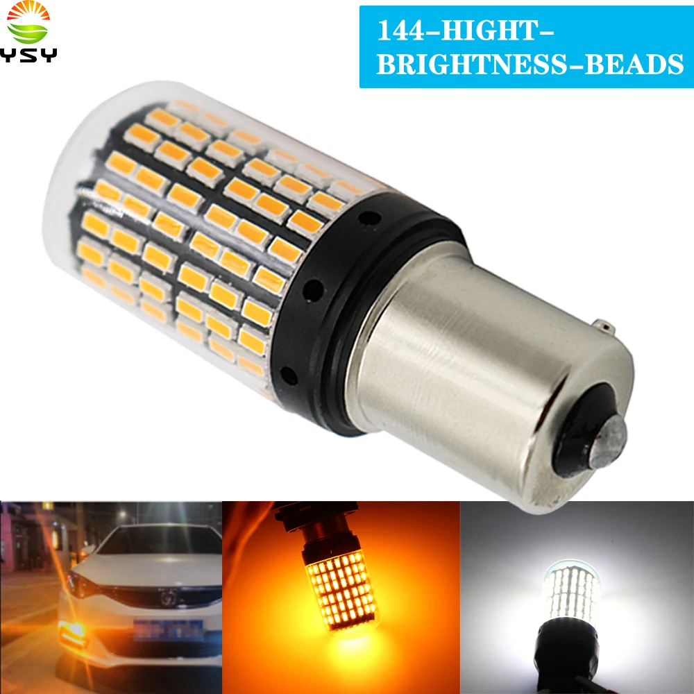 YSY 100X T20 7440 W21W LED Bulbs 3014 144smd led CanBus No Error 1156 BA15S P21W BAU15S PY21W led lamp For Turn Signal Light 12V