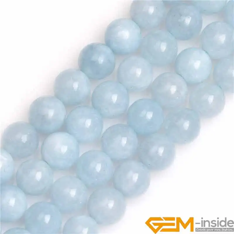 6mm 8mm 10mm 12mm Semi-Aquamarines Blue Jades Stone Gem Stone Semi Precious Beads Loose Bead For Jewelry Making Wholesale