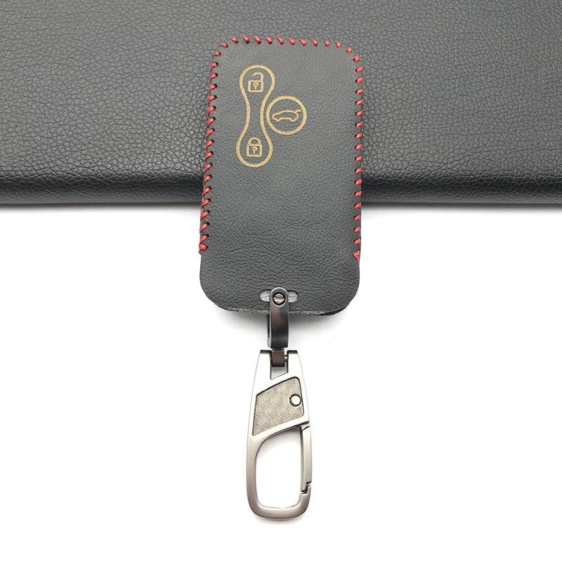 Leather 3 Buttons Car Key Cover Case Protector Skin Smart Card For Renault Clio Logan Megane 2 3 Koleos Scenic