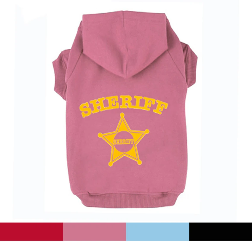 SHERIFF Star Printed Pet Puppy Dog Clothes Hoodies Jumpers Tracksuits for Chihuahua Teacup Care and Large Dogs