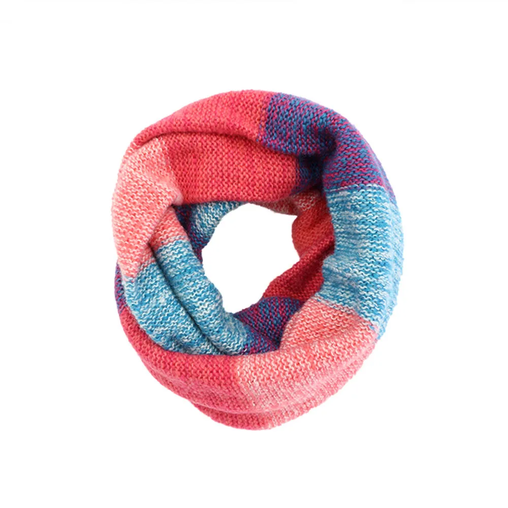 Knit Infinity Loop Scarf Winter Women Fashion ring Circle Collar Plaid Mohair Neck Warmer