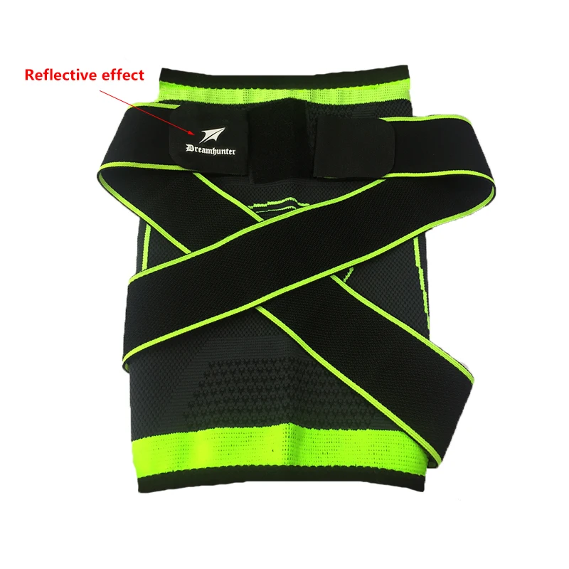 1 pc S-4XL 3D weaving Pressurized Straps bandage knee brace support Sports knee pads Guard Add anti-slip strips lengthen straps