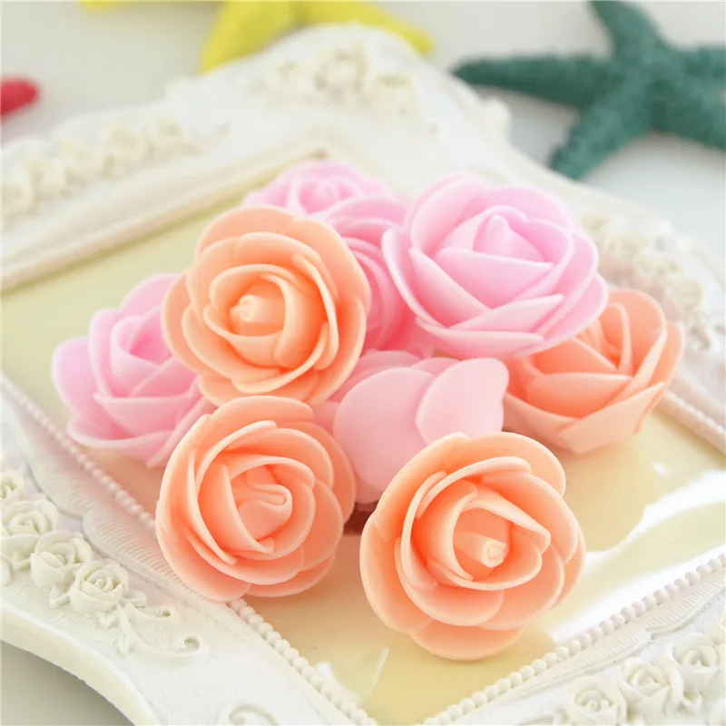 50 pz/borsa Mini PE Foam Rose Flower Head fiori di rosa artificiali fatti a mano fai da te decorazione della casa di nozze forniture per feste e