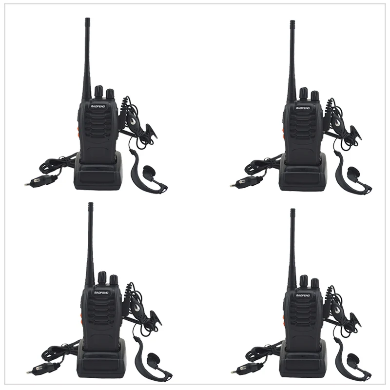 4pcs/Lot with Earpiece Two way Radio Baofeng Walkie Talkie  BF-888S  UHF 400-470MHz 16CH Portable Two-way Radio with Earpiece