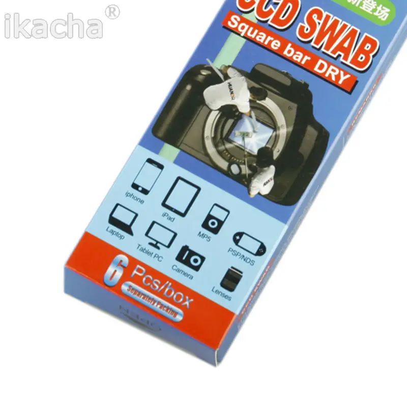 10 pçs/lote 6 pcs Package Wet Sensor CMOS Cleaner CCD COTONETE Para D-SLR Filtros Lente Óptica do LCD Para A Limpeza Da Câmera CCD PAD/CMOS COTONETE