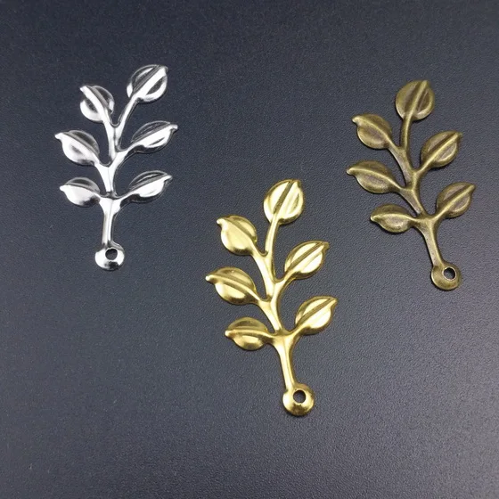 Branches de filigrane 21x39mm, 20 pièces, embellissements, résultats de bijoux, accessoires, ornements en Bronze, vente en gros