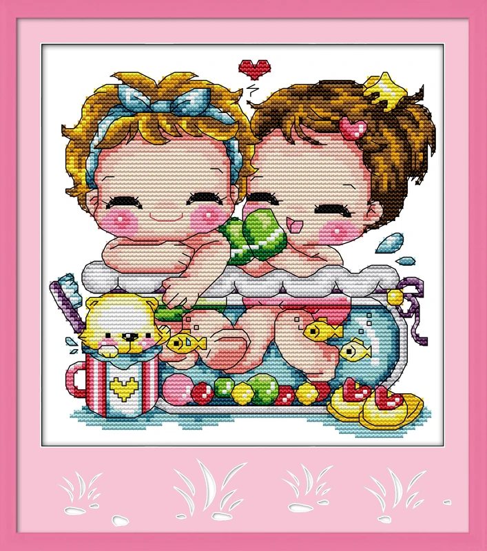 Joy Sunday Bath In A Fishbowl Hand Embroidery Designs for Cross Stitch Kit Embroidery Cross Stitch Needlework Crafts Christmas