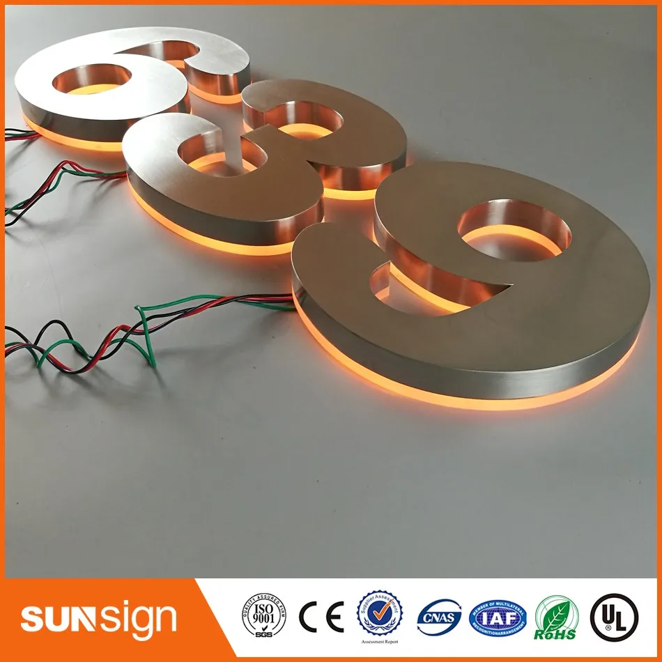 

H 30cm Wholesale Changeable backlit door numers SUS channel letter with RGB led Rust & Corrosion Resistant house numbers