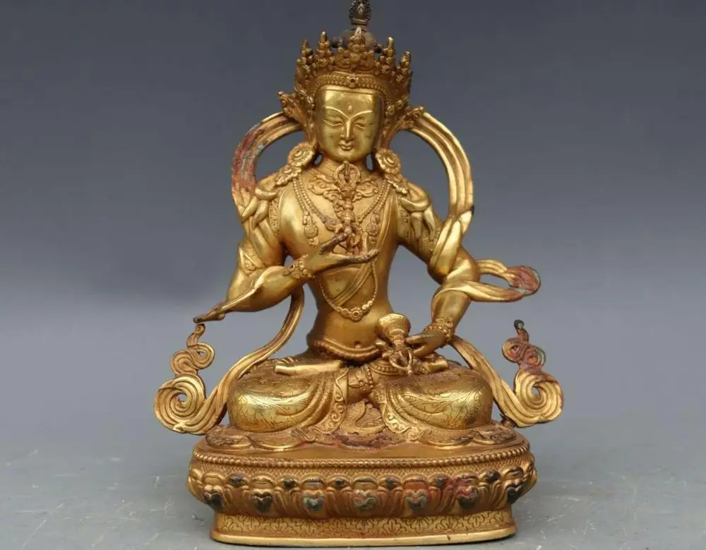 Tibet Buddhism Copper Bronze Gild Vajradhara Kwan-Yin Bodhisattva Buddha Statue